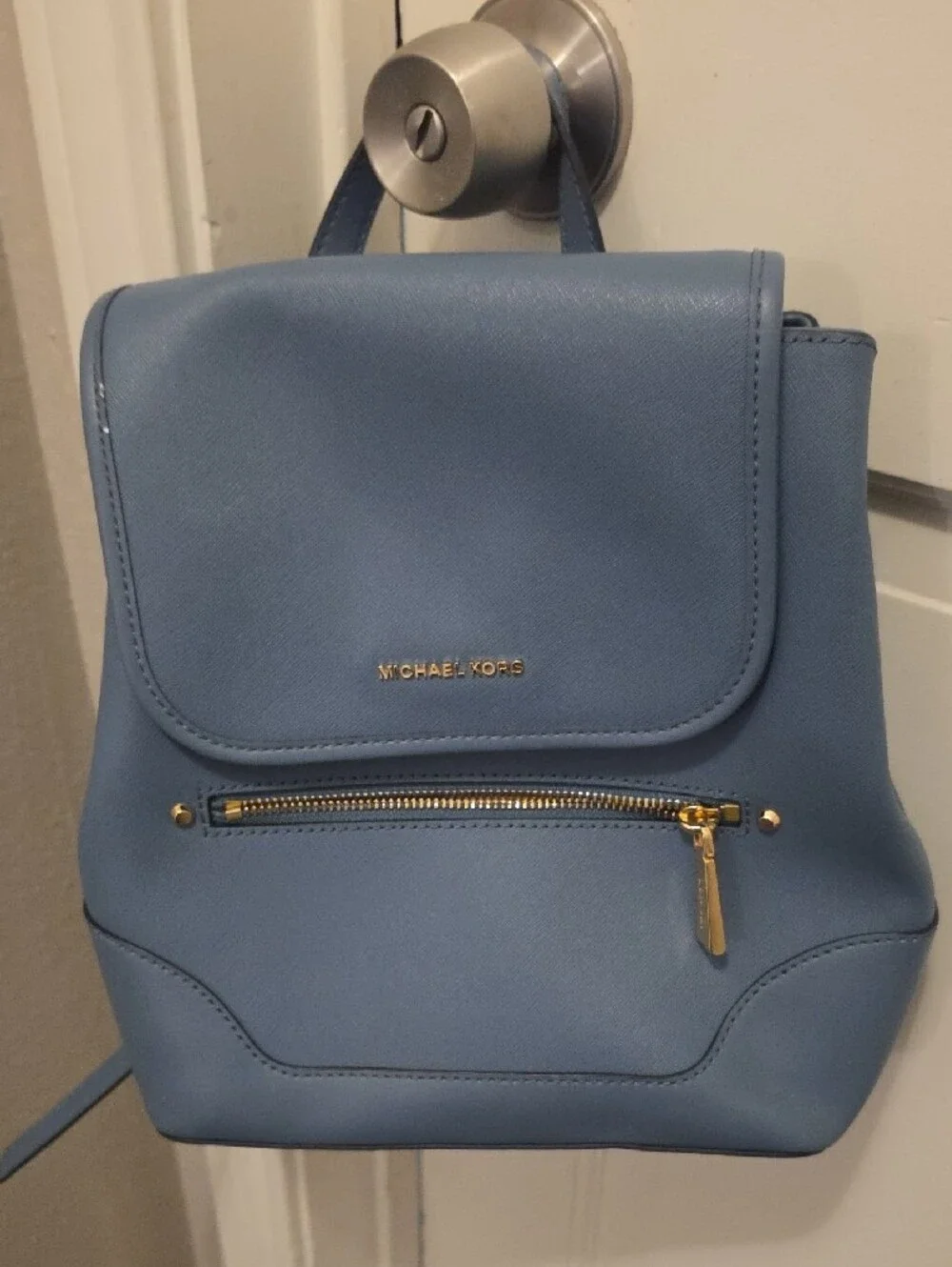 Michael Kors Dusty Blue Saffiano Leather Mini Backpack